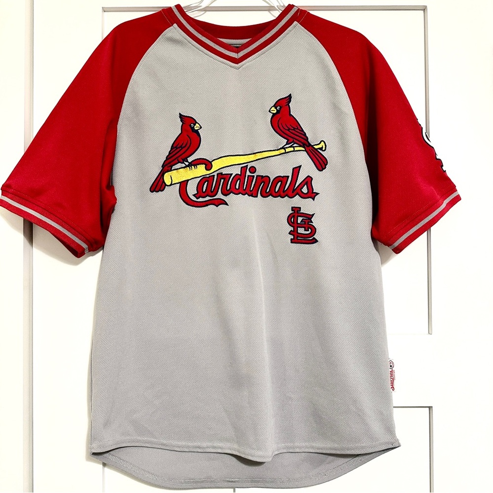Stitches Red and Gray St. Louis Cardinals Pullover Jersey • Medium